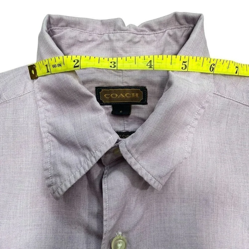 Coach Men's 100% Cotton Long Sleeve Button Up Dress Shirt Pink Size Small - Picture 11 of 11